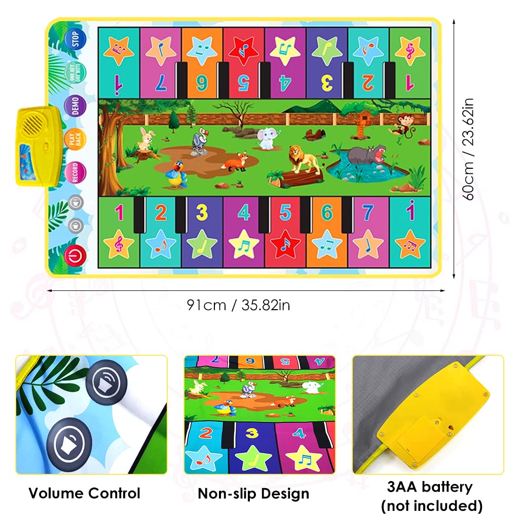 PATPAT Musical Mat for Kids, 36'' x 24'' Dual-Row Keyboard Floor Piano Mat with 16 Keys & 8 Instrument Sounds, Musical Mat Early Educational Toys Gifts for 2/3/4/5/6 Year Old Boys Girls PATPAT Musical Mat for Kids, 36'' x 24'' Dual-Row Keyboard Floor Piano Mat with 16 Keys & 8 Instrument Sounds, Musical Mat Early Educational Toys Gifts for 2/3/4/5/6 Year Old Boys Girls